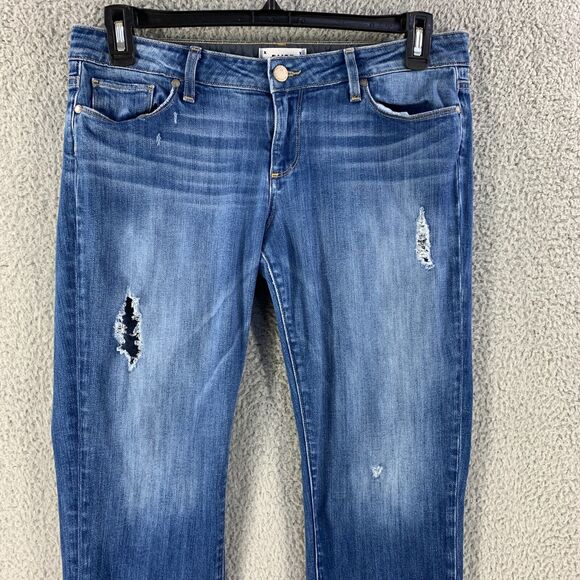 Paige Womens Jeans Jimmy Jimmy Crop Distressed Straight Pants Denim Sz 29 x25 - Picture 8 of 12
